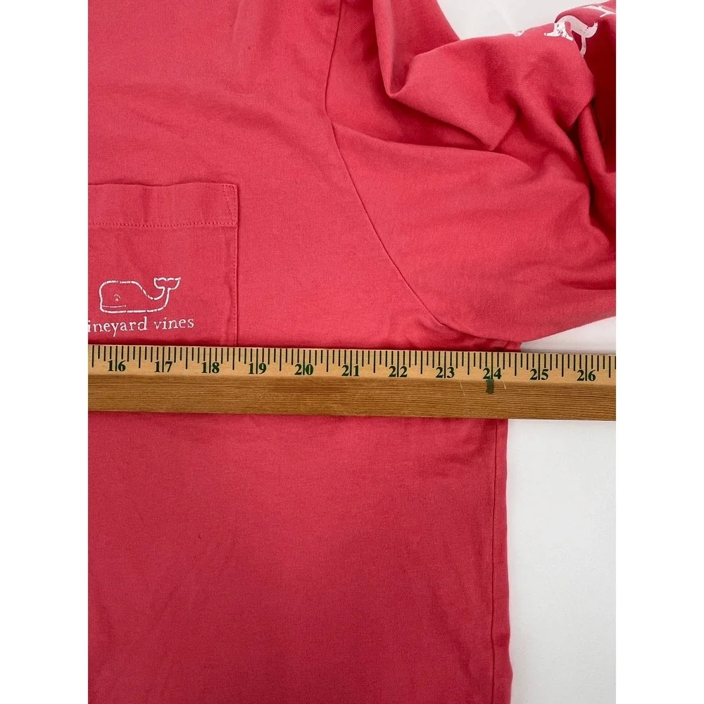 Vineyard‎ Vines Mens XL Long Sleeve Pocket T-Shirt Coral Pink Whale Graphic Tee